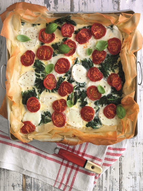 Oven-roasted Tomato, Spinach and Mozzarella Tart