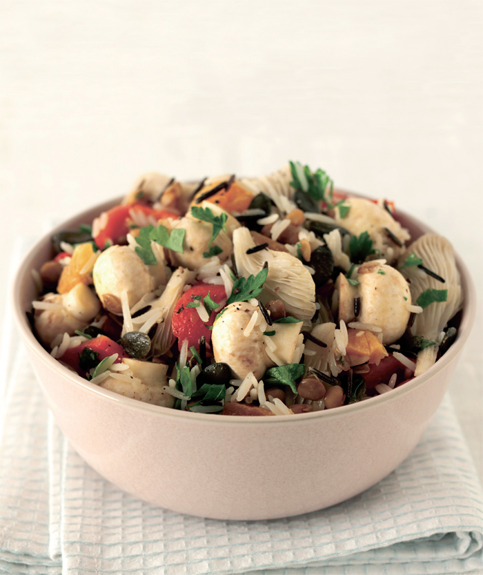 Mushroom Lentil and Wild Rice Salad