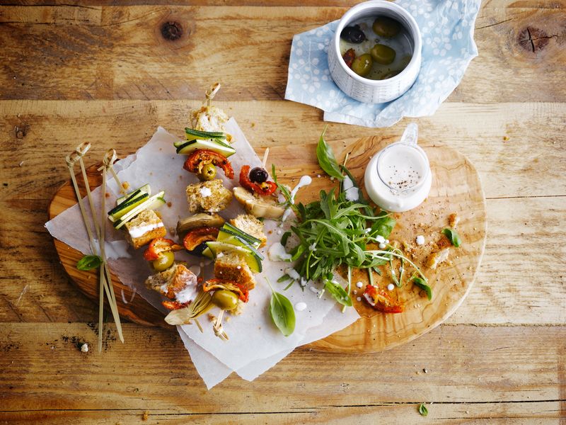Veggie Barbecue Skewers with Coconut Dressing