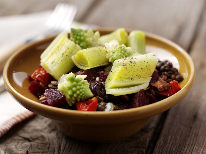 Warm Puy Lentil Salad with Balsamic Leeks