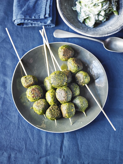 Spinach Falafel Skewers