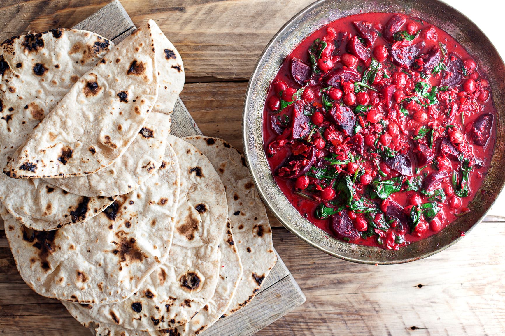 Spicy Chickpeas with Roasted Bunched Beets